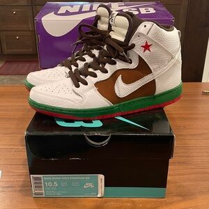 Nike SB cali High Tops in White, Brown, and Green